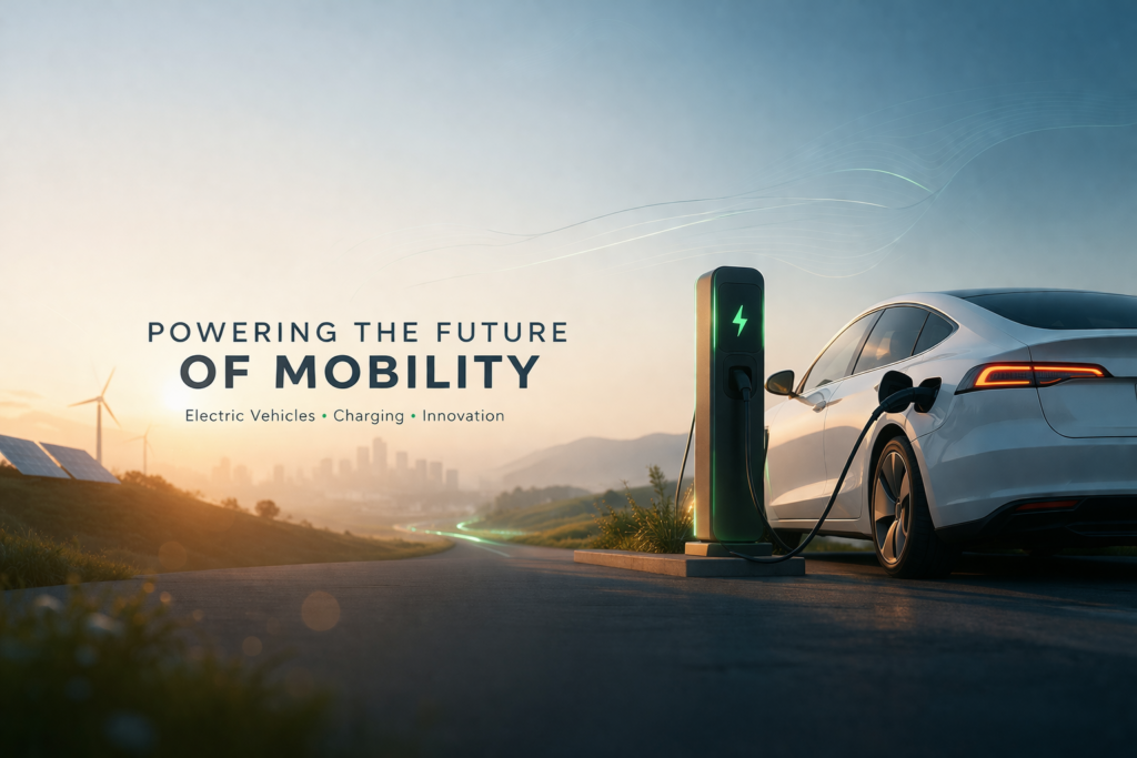 EV charger with electric vehicle charging at station showcasing EV charging solutions